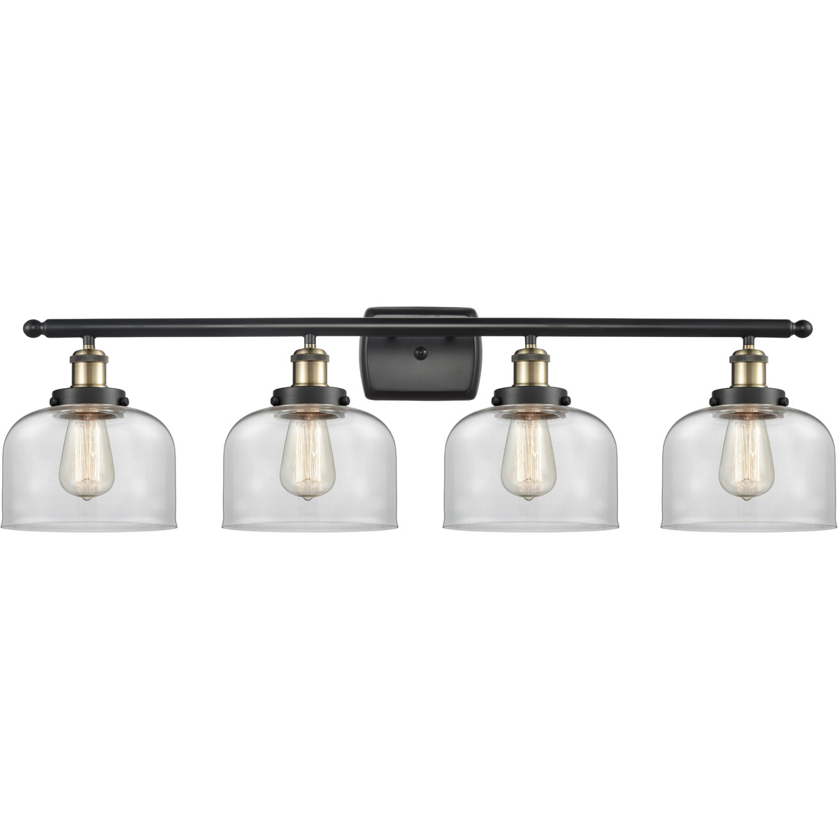 Innovations Lighting 916-4W-BAB-G72-LED Ballston Large Bell LED 36 inch Black Antique Brass Bath Vanity Light Wall Light in Clear Glass
