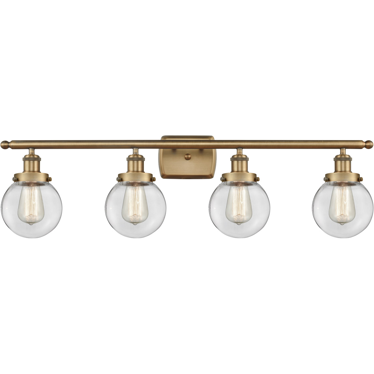 Innovations Lighting 916-4W-BB-G202-6-LED Ballston Beacon LED 36 inch Brushed Brass Bath Vanity Light Wall Light in Clear Glass