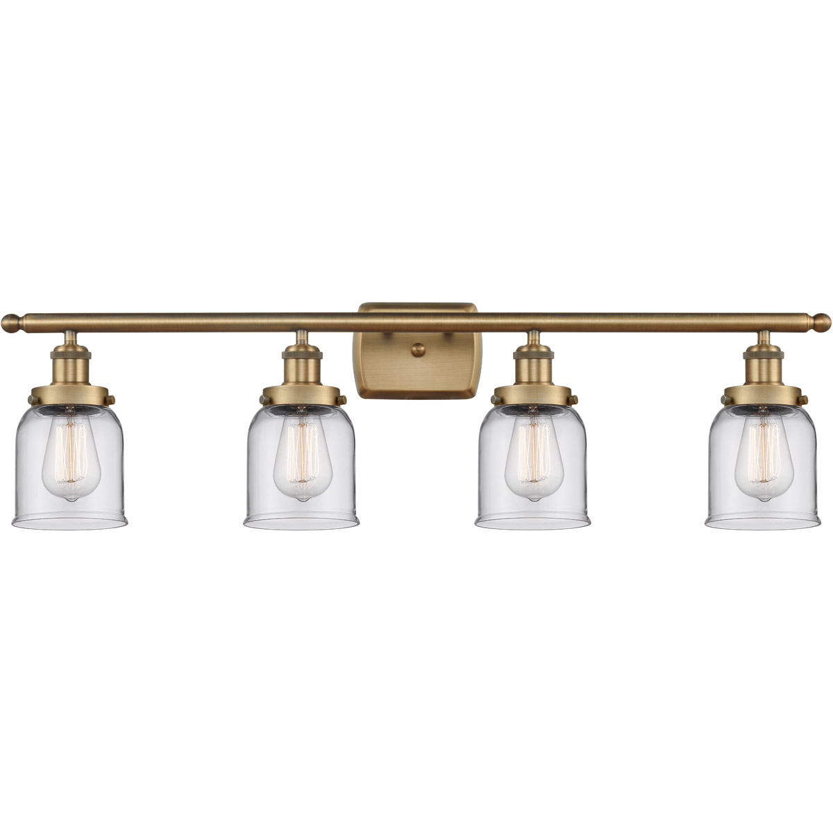 Innovations Lighting 916-4W-BB-G52-LED Ballston Small Bell LED 36 inch Brushed Brass Bath Vanity Light Wall Light in Clear Glass