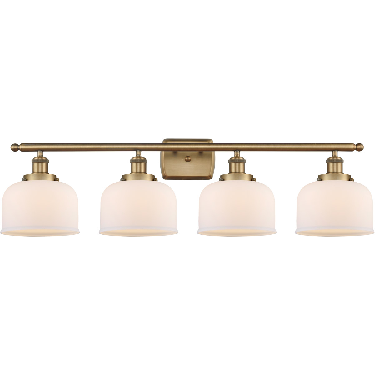 Innovations Lighting 916-4W-BB-G71 Ballston Large Bell 4 Light 36 inch Brushed Brass Bath Vanity Light Wall Light in Matte White Glass