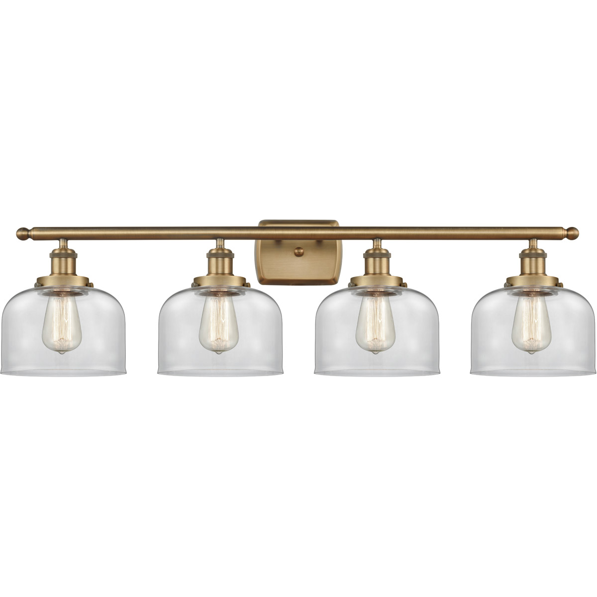 Innovations Lighting 916-4W-BB-G72-LED Ballston Large Bell LED 36 inch Brushed Brass Bath Vanity Light Wall Light in Clear Glass