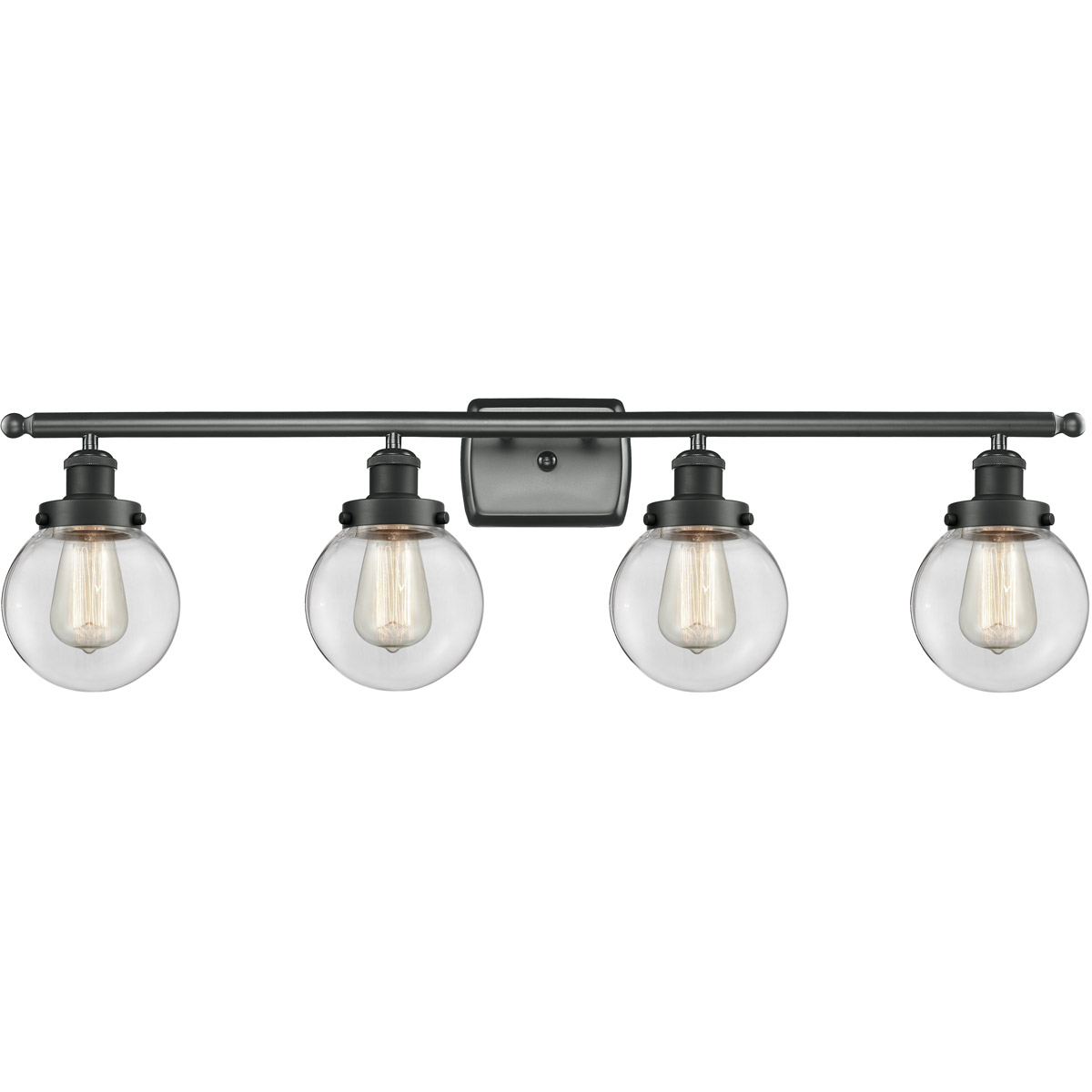 Innovations Lighting 916-4W-BK-G202-6-LED Ballston Beacon LED 36 inch Matte Black Bath Vanity Light Wall Light in Clear Glass, Ballston