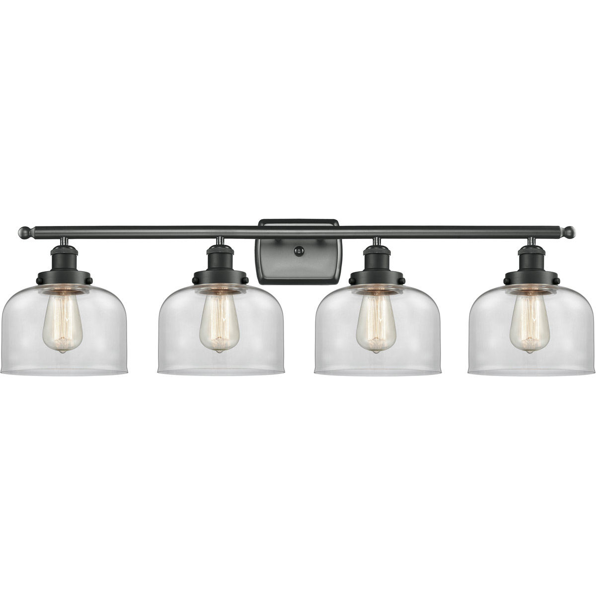 Innovations Lighting 916-4W-BK-G72-LED Ballston Large Bell LED 36 inch Matte Black Bath Vanity Light Wall Light in Clear Glass, Ballston