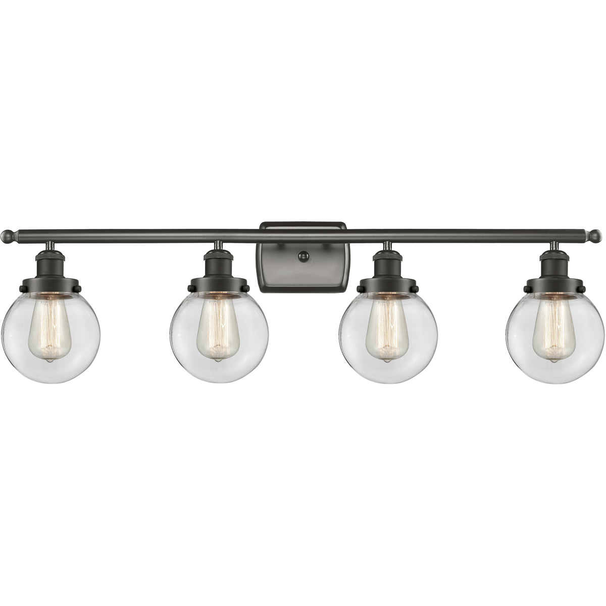 Innovations Lighting 916-4W-OB-G202-6-LED Ballston Beacon LED 36 inch Oil Rubbed Bronze Bath Vanity Light Wall Light in Clear Glass, Ballston