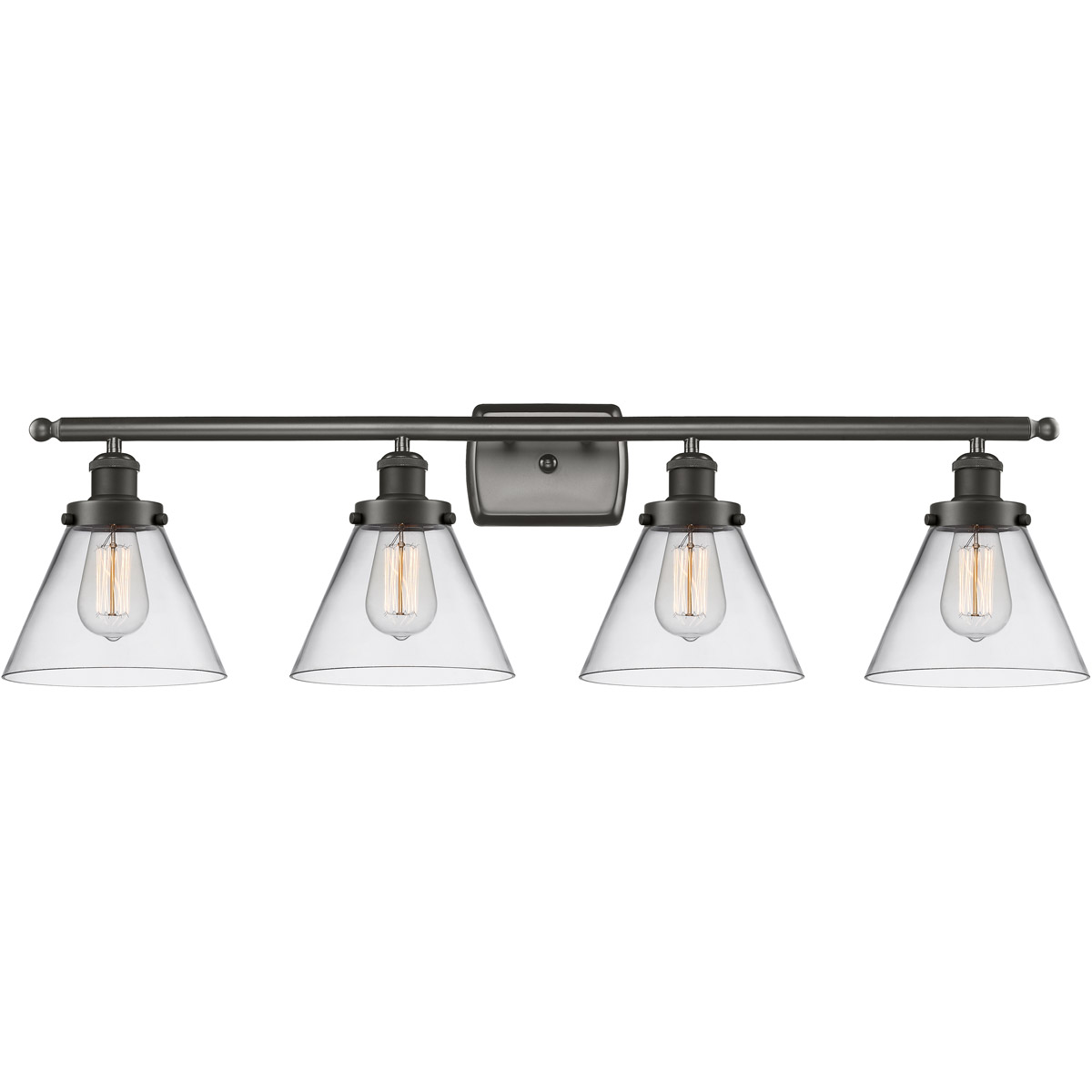 Innovations Lighting 916-4W-OB-G42-LED Ballston Large Cone LED 36 inch Oil Rubbed Bronze Bath Vanity Light Wall Light in Clear Glass, Ballston