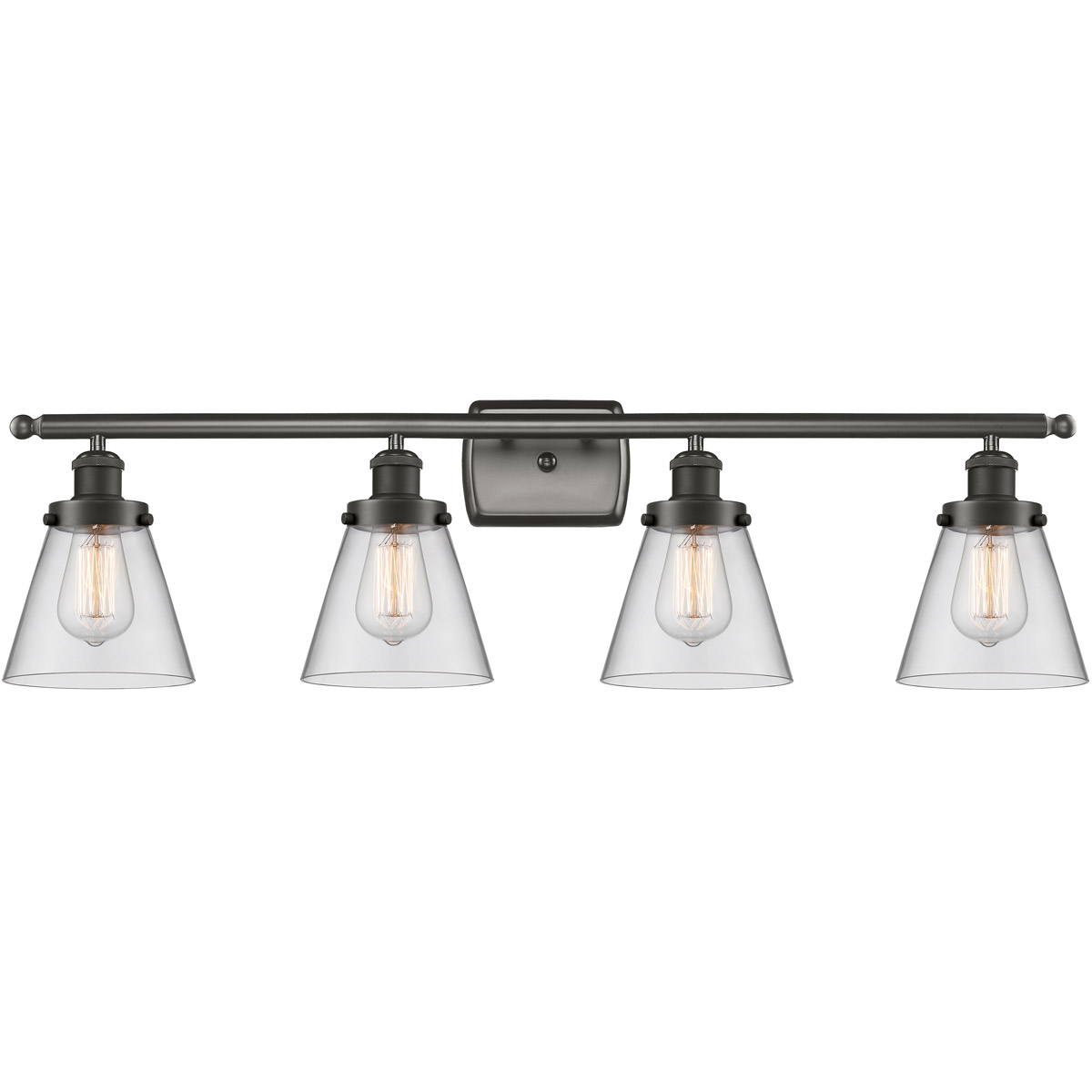 Innovations Lighting 916-4W-OB-G62-LED Ballston Small Cone LED 36 inch Oil Rubbed Bronze Bath Vanity Light Wall Light in Clear Glass, Ballston