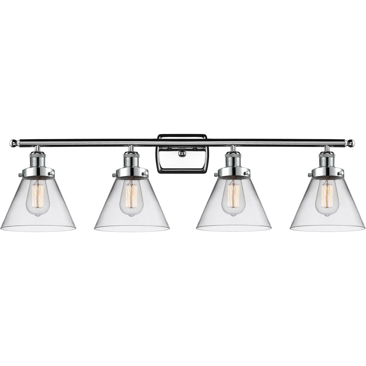 Innovations Lighting 916-4W-PC-G42-LED Ballston Large Cone LED 36 inch Polished Chrome Bath Vanity Light Wall Light in Clear Glass, Ballston