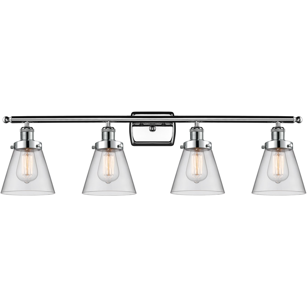 Innovations Lighting 916-4W-PC-G62-LED Ballston Small Cone LED 36 inch Polished Chrome Bath Vanity Light Wall Light in Clear Glass, Ballston