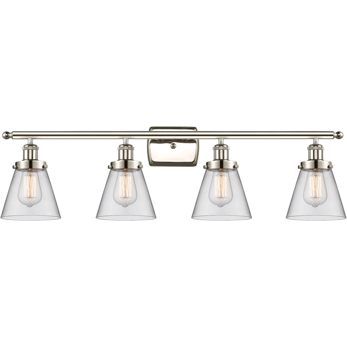 Innovations Lighting 916-4W-PN-G62-LED Ballston Small Cone LED 36 inch Polished Nickel Bath Vanity Light Wall Light in Clear Glass
