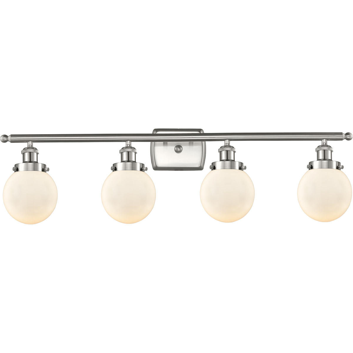 Innovations Lighting 916-4W-SN-G201-6 Ballston Beacon 4 Light 36 inch Brushed Satin Nickel Bath Vanity Light Wall Light in Matte White Glass, Ballston