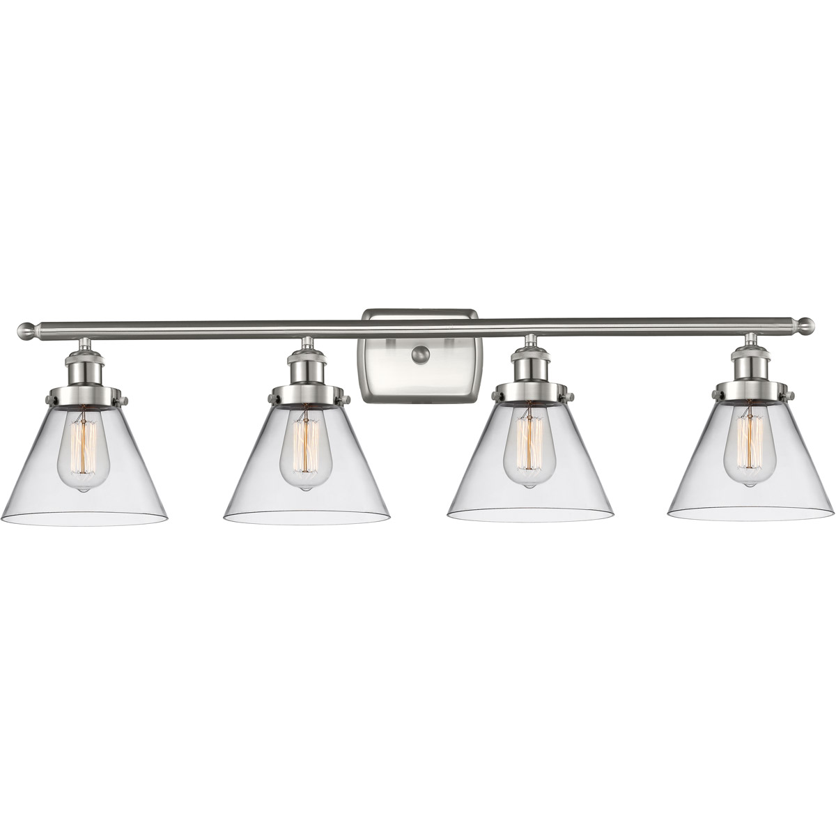 Innovations Lighting 916-4W-SN-G42-LED Ballston Large Cone LED 36 inch Brushed Satin Nickel Bath Vanity Light Wall Light in Clear Glass, Ballston