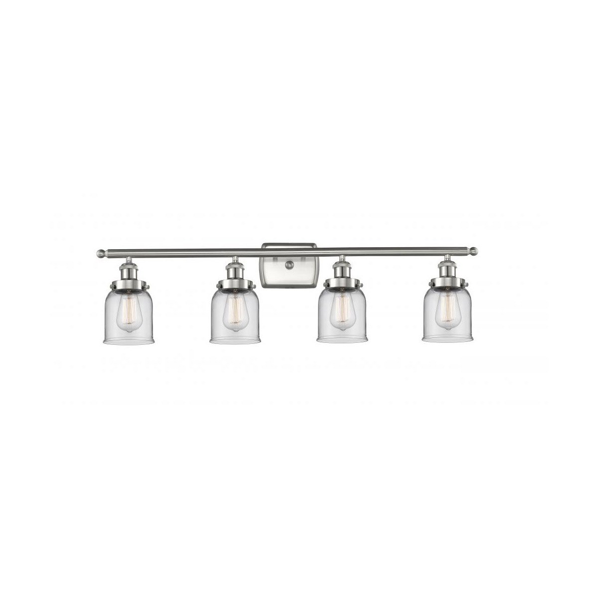 Innovations Lighting 916-4W-SN-G52-LED Ballston Small Bell LED 36 inch Brushed Satin Nickel Bath Vanity Light Wall Light in Clear Glass, Ballston