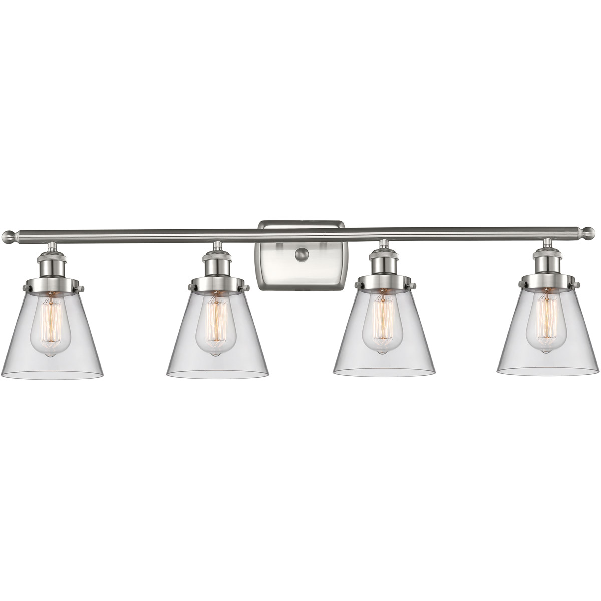 Innovations Lighting 916-4W-SN-G62-LED Ballston Small Cone LED 36 inch Brushed Satin Nickel Bath Vanity Light Wall Light in Clear Glass, Ballston
