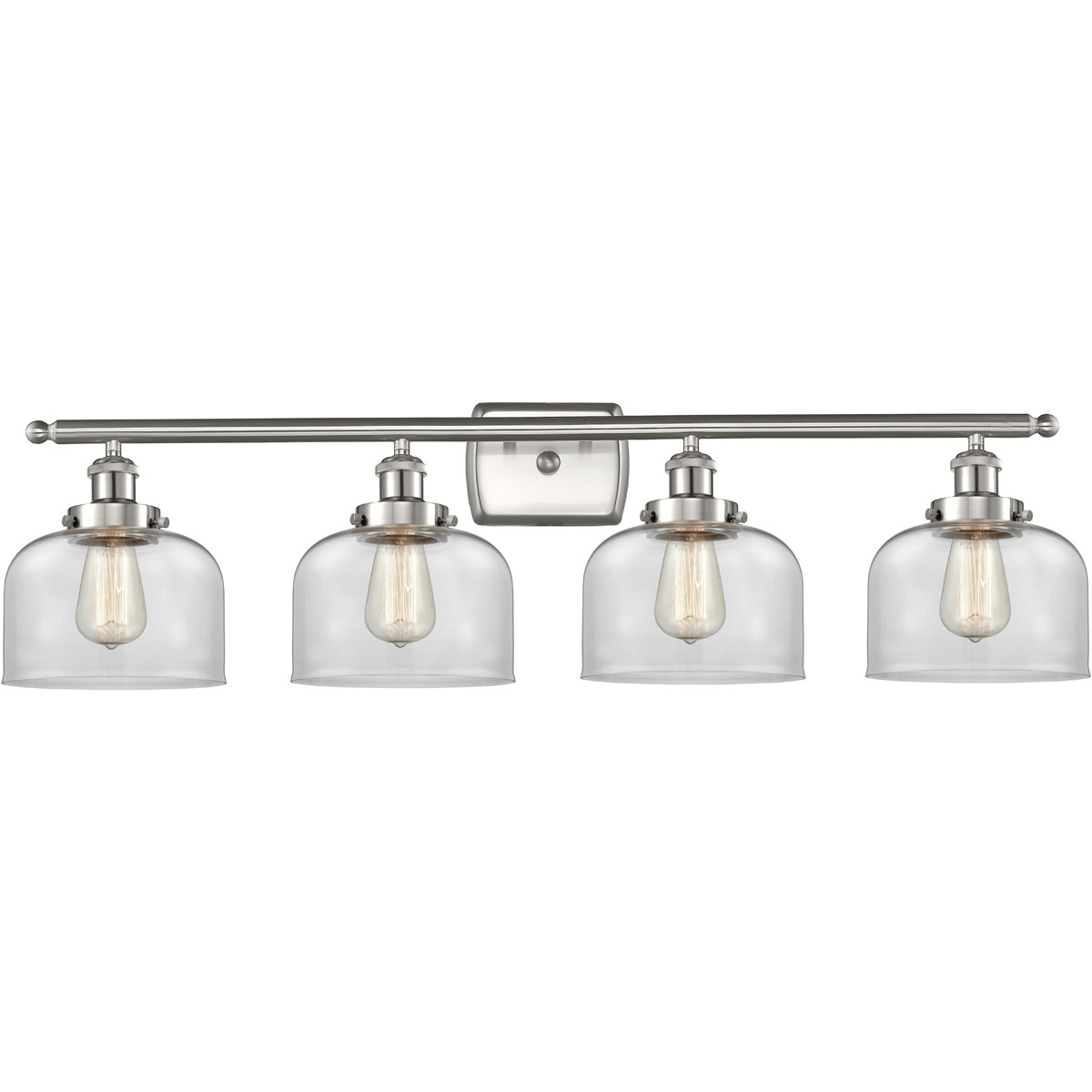 Innovations Lighting 916-4W-SN-G72-LED Ballston Large Bell LED 36 inch Brushed Satin Nickel Bath Vanity Light Wall Light in Clear Glass, Ballston
