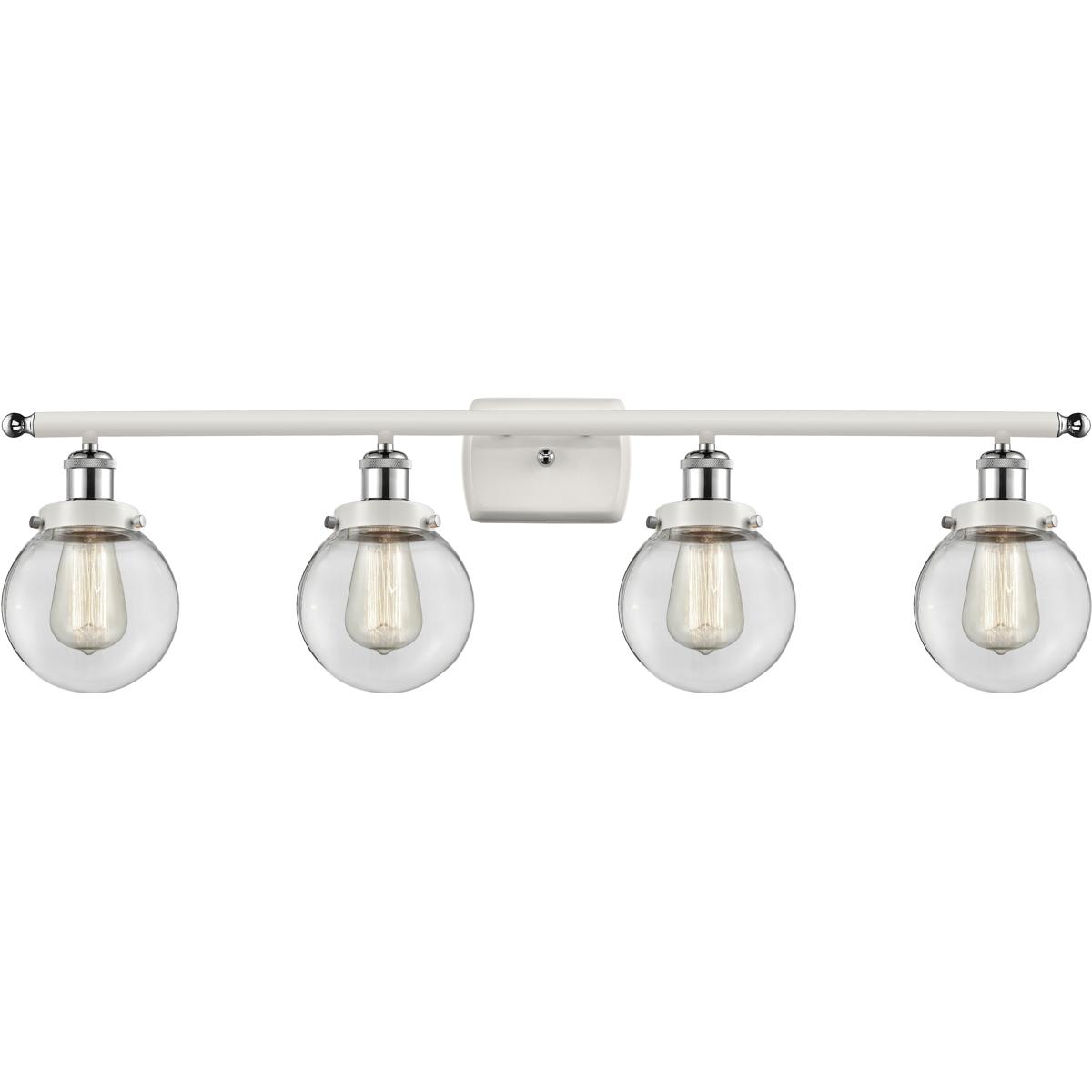 Innovations Lighting 916-4W-WPC-G202-6 Ballston Beacon 4 Light 36 inch White and Polished Chrome Bath Vanity Light Wall Light in Clear Glass