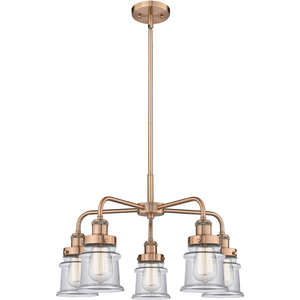 Innovations Lighting 916-5CR-AC-G182S Canton 5 Light 23.25 inch Antique Copper Chandelier Ceiling Light in Clear Glass