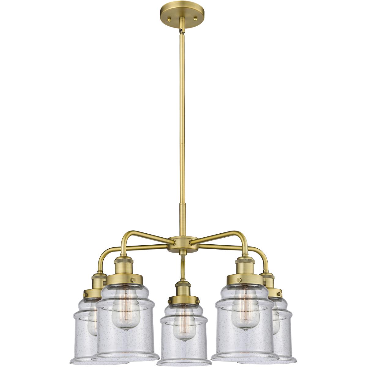 Innovations Lighting 916-5CR-BB-G184 Canton 5 Light 24 inch Brushed Brass Chandelier Ceiling Light in Seedy Glass