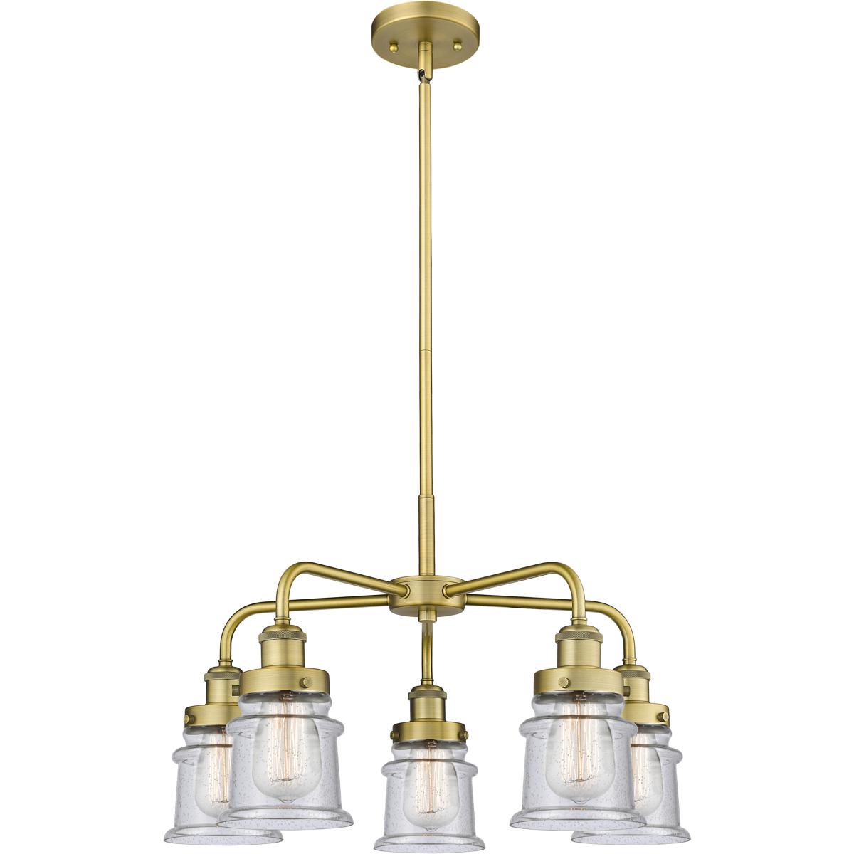 Innovations Lighting 916-5CR-BB-G184S Canton 5 Light 23.25 inch Brushed Brass Chandelier Ceiling Light in Seedy Glass