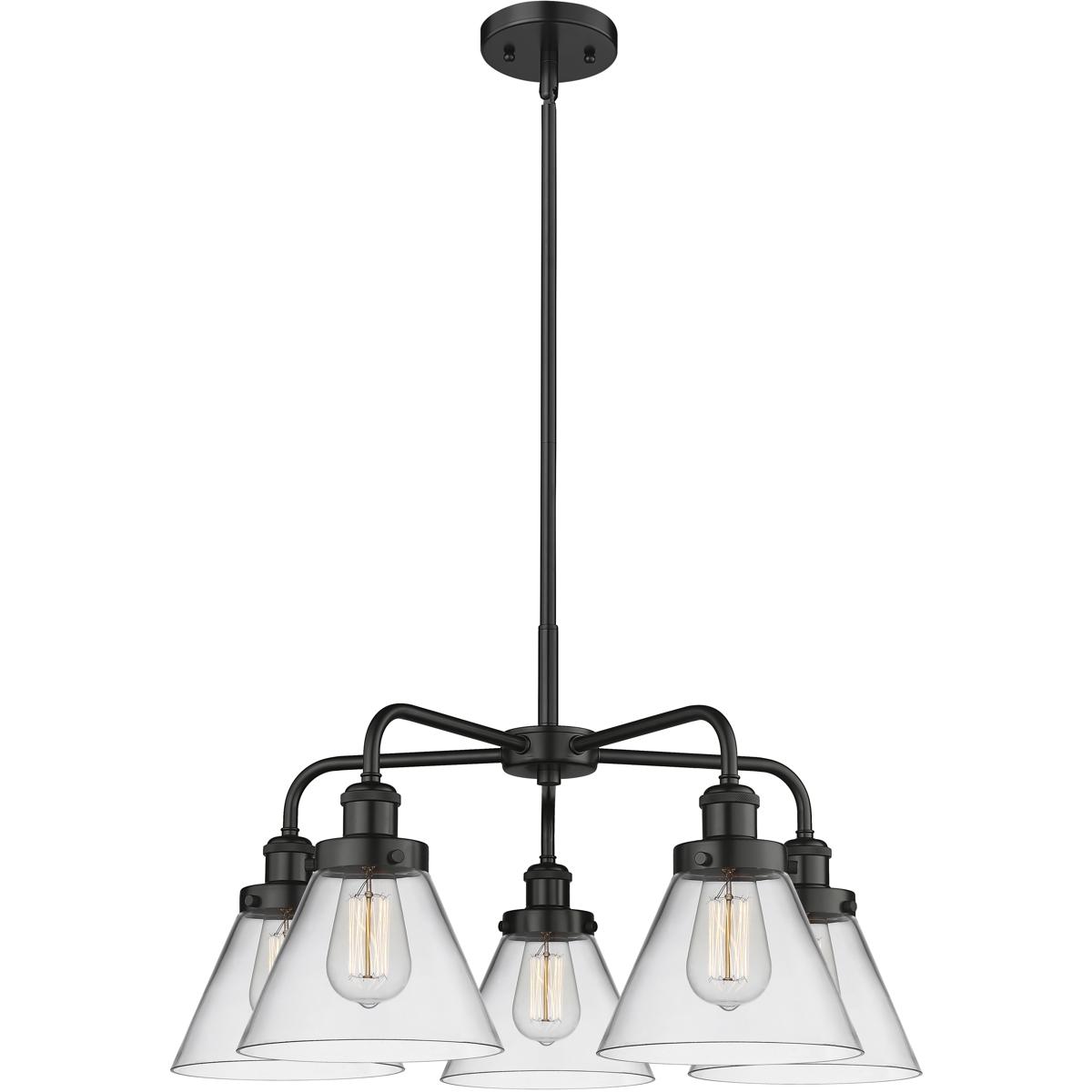 Innovations Lighting 916-5CR-BK-G42 Cone 5 Light 25.75 inch Matte Black Chandelier Ceiling Light in Clear Glass
