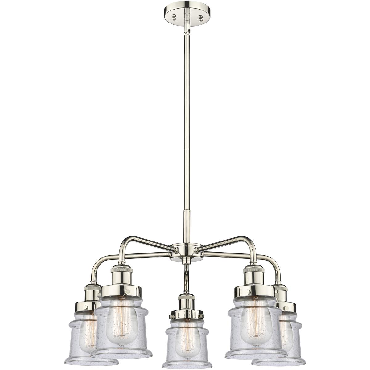 Innovations Lighting 916-5CR-PN-G184S Canton 5 Light 23.25 inch Polished Nickel Chandelier Ceiling Light in Seedy Glass