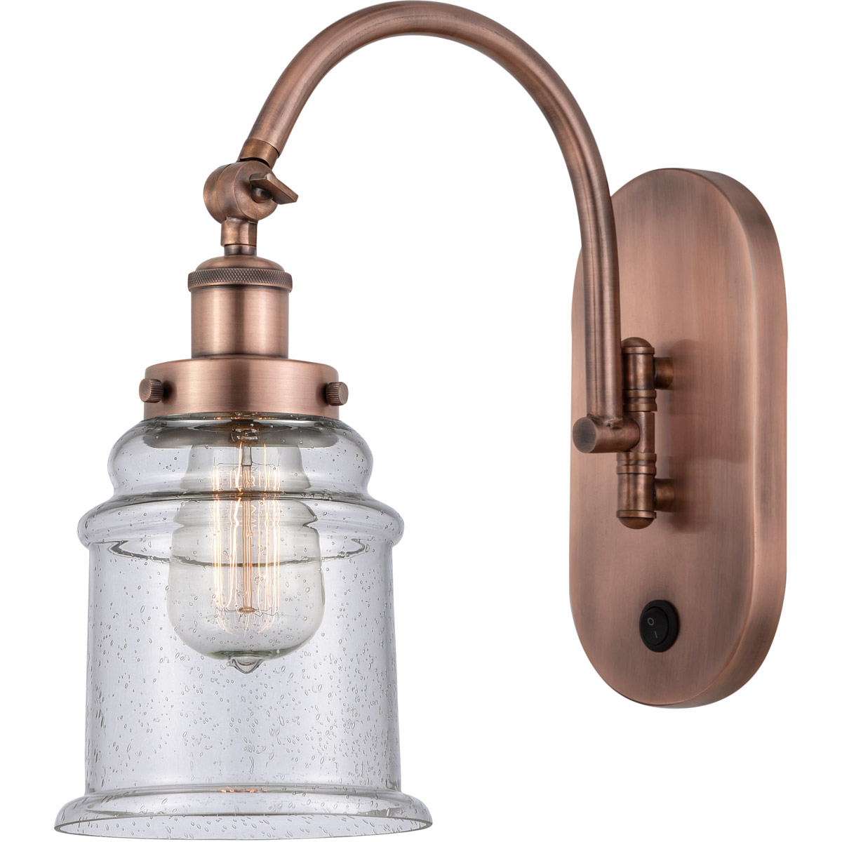 Innovations Lighting 918-1W-AC-G184-LED Franklin Restoration Canton LED 7 inch Antique Copper Sconce Wall Light