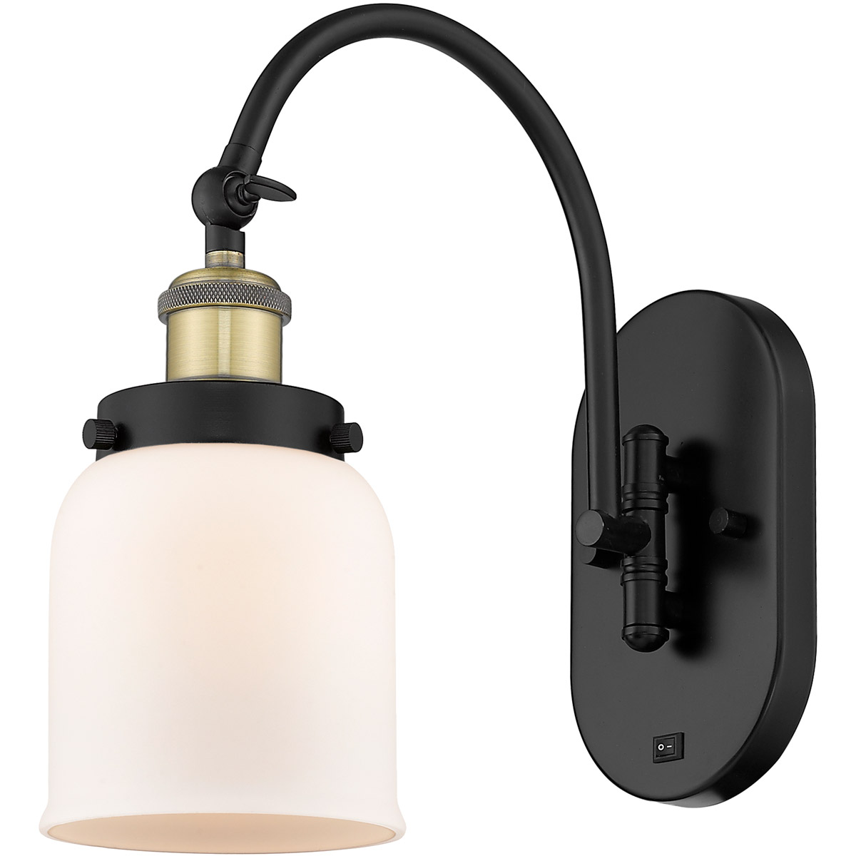 Innovations Lighting 918-1W-BAB-G51-LED Franklin Restoration Bell LED 5 inch Black Antique Brass Sconce Wall Light in Matte White Glass