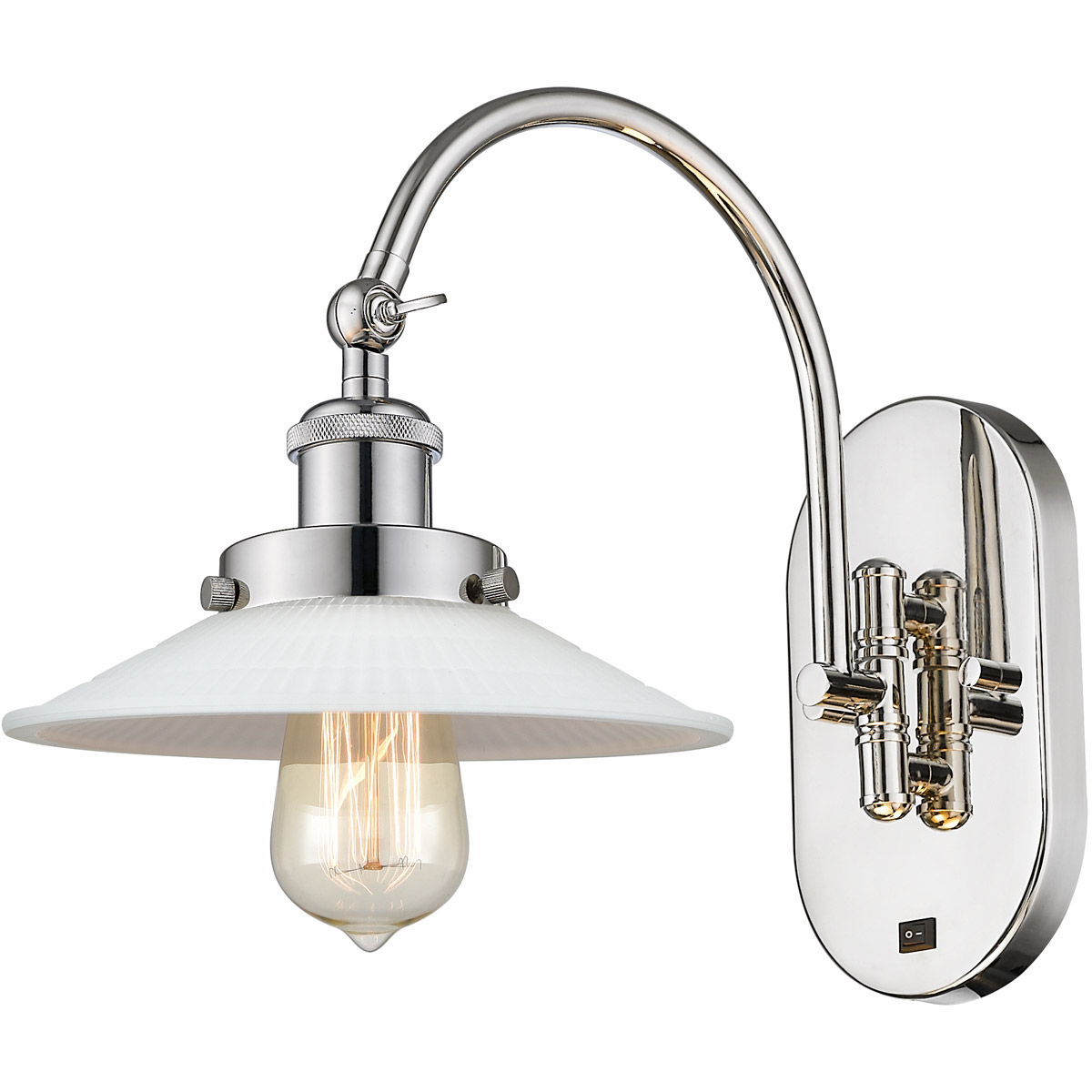 Innovations Lighting 918-1W-PN-G1-LED Franklin Restoration Halophane LED 9 inch Polished Nickel Sconce Wall Light