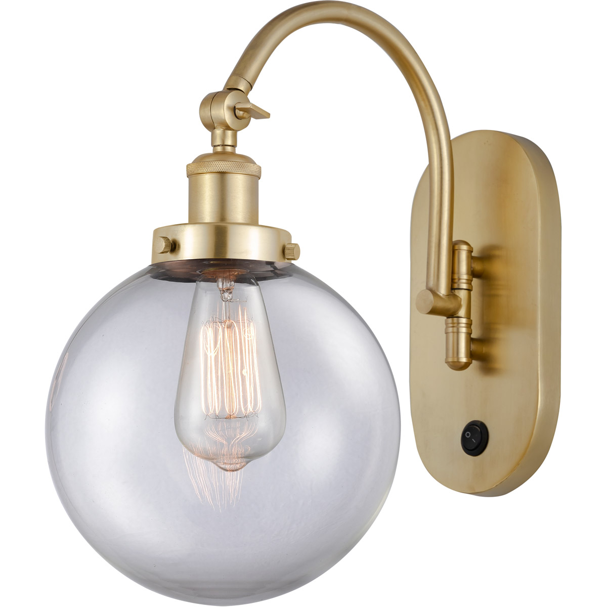 Innovations Lighting 918-1W-SG-G202-8 Franklin Restoration Beacon 1 Light 8 inch Satin Gold Sconce Wall Light