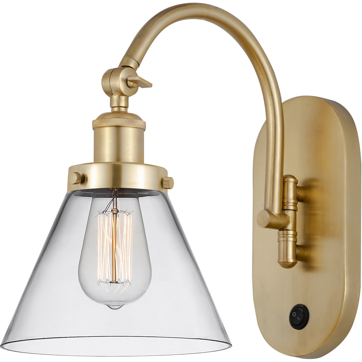 Innovations Lighting 918-1W-SG-G42 Franklin Restoration Cone 1 Light 8 inch Satin Gold Sconce Wall Light