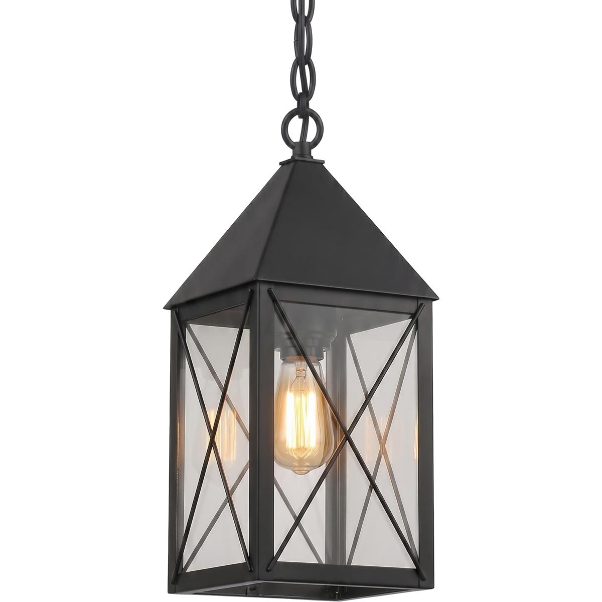 Innovations Lighting 9522-X-BK-CL Ashford 1 Light 5.5 inch Matte Black Outdoor Pendant in Clear Glass, X Wire Pattern, Brass Traditions by Innovations