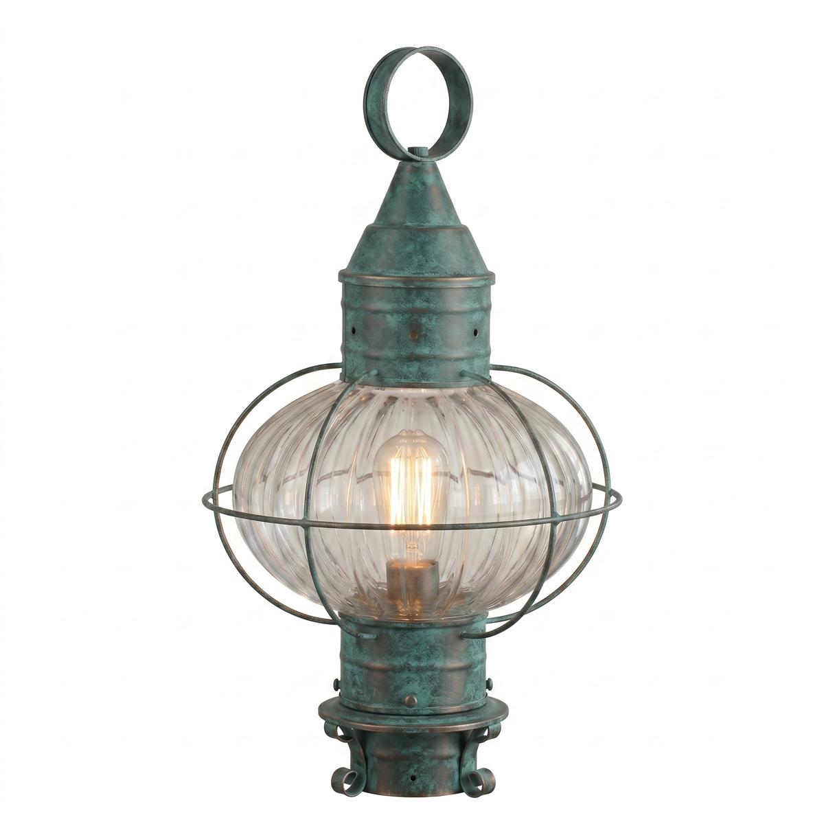 Innovations Lighting 9610-VG-OPT Ellington 1 Light 21 inch Verde Green Post Lantern in Optic Glass, Brass Traditions by Innovations Lighting