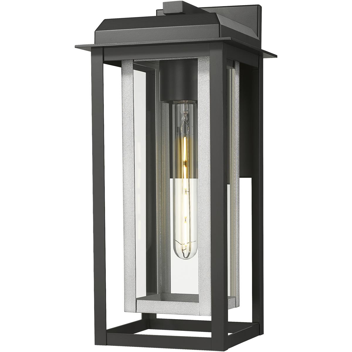 Innovations Lighting 9951-1W-BK-16-CG-SV-CL Mansfield 1 Light 16.5 inch Matte Black with Silver Outdoor Sconce in Clear Glass