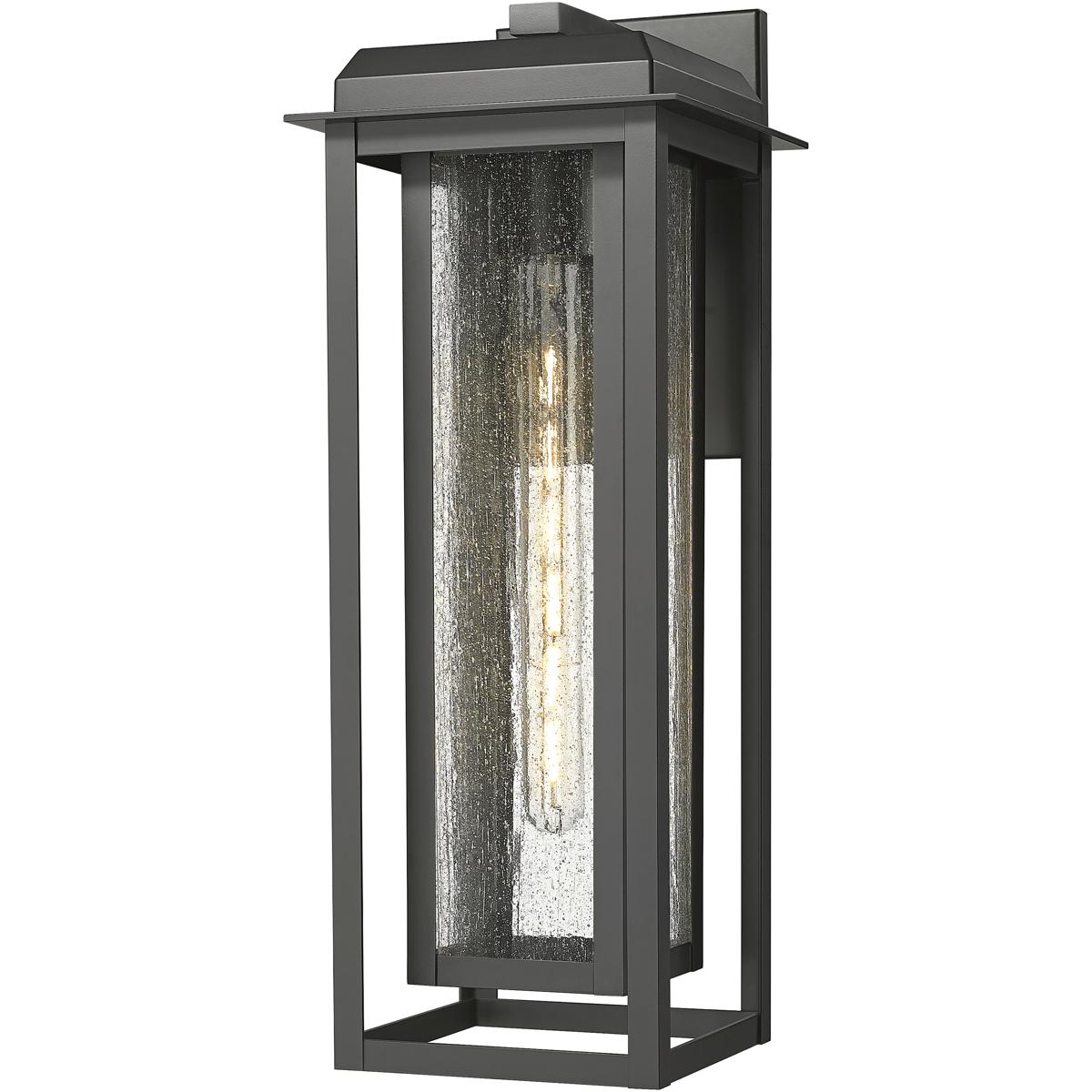 Innovations Lighting 9951-1W-BK-20-CG-BK-SDY Mansfield 1 Light 20 inch Matte Black Outdoor Sconce in Seedy Glass