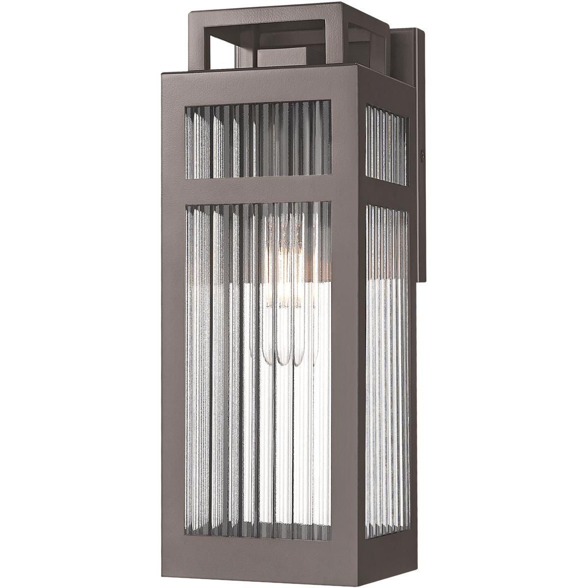Innovations Lighting 9953-1W-BZ-13-SCL Ridgeway 1 Light 12.5 inch Bronze Outdoor Sconce in Striped Clear Glass