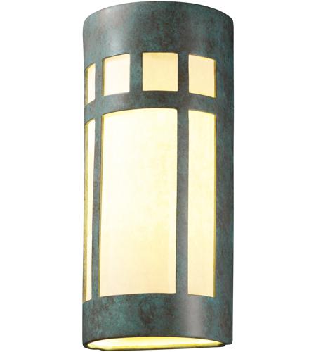 Justice Design Group Ambiance Collection 1-Light Wall Sconce Verde Patina Finish 