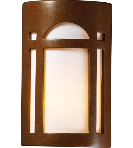 Justice Design CER-7395-PATR-MICA-GU24-DBAL-15W Ambiance 1 Light 8 inch Rust Patina Wall Sconce Wall Light
