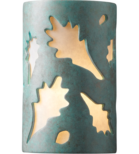 Justice Design CER-7475-PATV-MICA-PL2-GU24-13W Ambiance 1 Light 8 inch Verde Patina Wall Sconce Wall Light