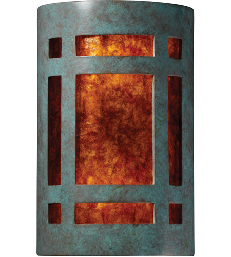 Justice Design CER-7485-PATV-MICA-PL1-LED-9W Ambiance LED 6 inch Verde Patina Wall Sconce Wall Light