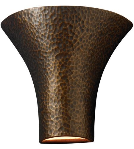 Justice Design CER-8811-HMCP Ambiance 1 Light 12 inch Hammered Copper Wall Sconce Wall Light in Incandescent, Large
