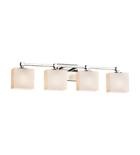 Polished Chrome Justice Design Group Lighting FAB-8444-10-WHTE-CROM Textile Era 4-Light Bath Bar Finish with Woven Fabric White-Cylinder with Flat Rim Shade 