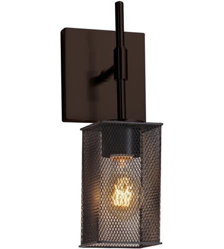 Justice Design MSH-8415-15-DBRZ Wire Mesh 1 Light 5 inch Dark Bronze Wall Sconce Wall Light in Square with Flat Rim, Square w/ Flat Rim
