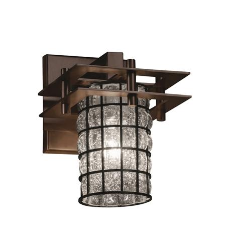Justice Design WGL-8171-10-GRCB-CROM-LED1-700 Wire Glass LED 7 inch Polished Chrome Wall Sconce Wall Light, Metropolis