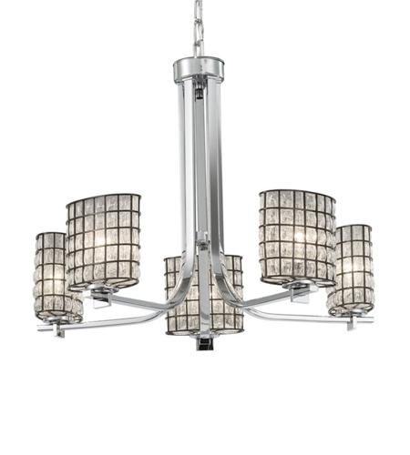 Justice Design WGL-8440-30-GRCB-CROM-LED5-3500 Wire Glass LED 27 inch Polished Chrome Chandelier Ceiling Light in 3500 Lm LED, Grid with Clear Bubbles, Oval