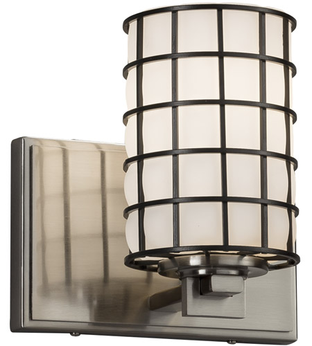 Justice Design WGL-8441-10-GRCB-BRSS-PL1-GU24-DBAL-15W Wire Glass 7 inch Brushed Brass Wall Sconce Wall Light