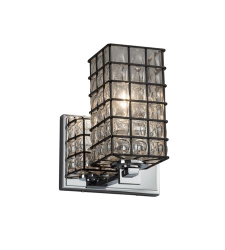 Justice Design WGL-8441-15-GRCB-BRSS-LED1-700 Wire Glass LED 7 inch Brushed Brass Wall Sconce Wall Light