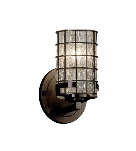 Justice Design WGL-8451-10-SWCB-CROM-LED1-700 Wire Glass LED 5 inch Polished Chrome Wall Sconce Wall Light in 700 Lm 1 Light LED, Swirl with Clear Bubbles, Atlas