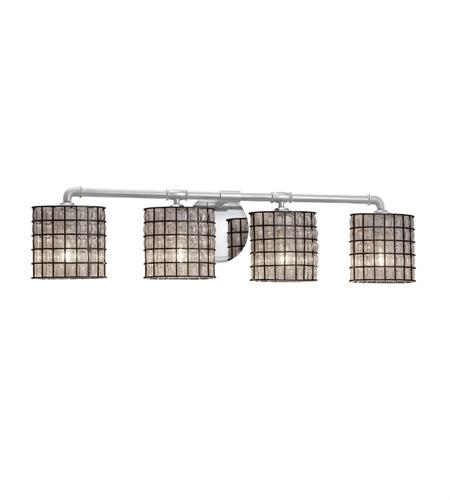 Justice Design WGL-8464-30-SWCB-CROM Wire Glass 4 Light 36 inch Polished Chrome Bath Bar Wall Light in Swirl with Clear Bubbles, Oval, Incandescent