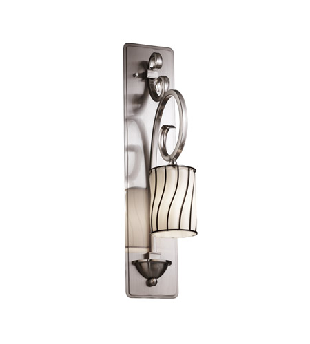 Justice Design WGL-8579-15-GRCB-NCKL-LED1-700 Wire Glass LED 5 inch Brushed Nickel Wall Sconce Wall Light, Victoria