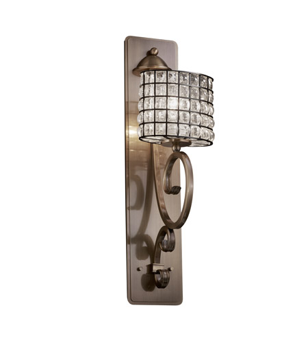 Justice Design WGL-8579-30-SWCB-NCKL-LED1-700 Wire Glass LED 7 inch Brushed Nickel Wall Sconce Wall Light, Victoria