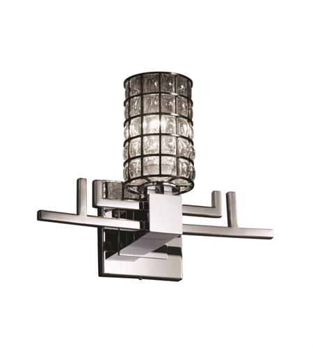 Justice Design WGL-8701-10-GRCB-CROM-LED1-700 Wire Glass LED 14 inch Polished Chrome Wall Sconce Wall Light, Aero